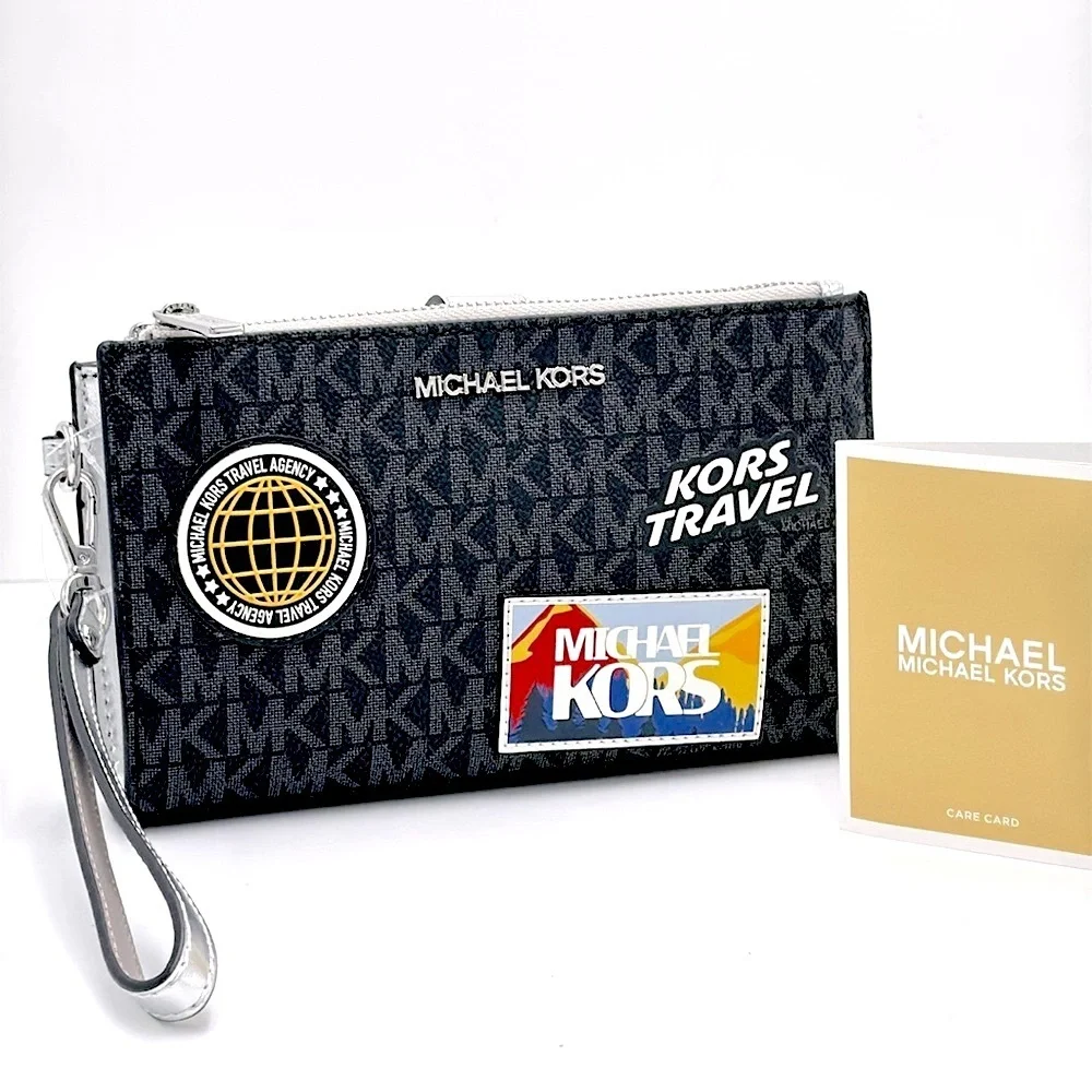 Michael kors Jet Set Travel Large Embellished Signature Logo Wristlet Black